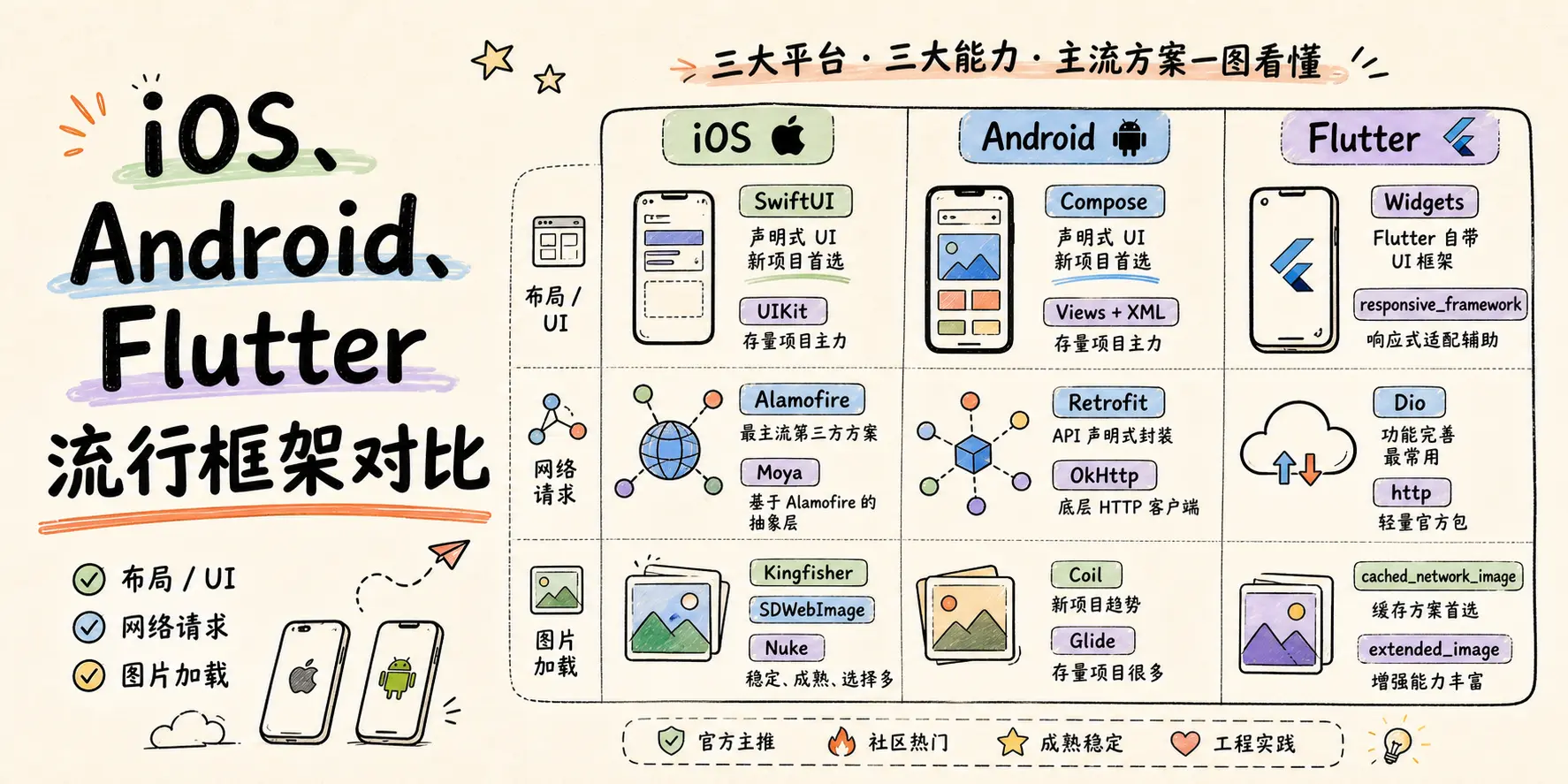 iOS、Android、Flutter 2026 流行框架对比 封面图