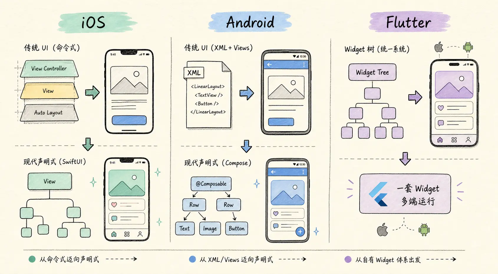 三端 UI 演进关系图