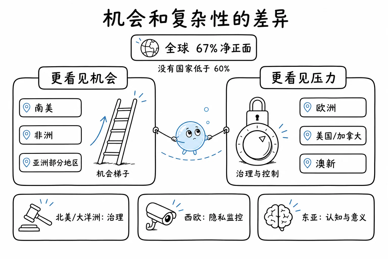 AI 地域差异中的机会和压力