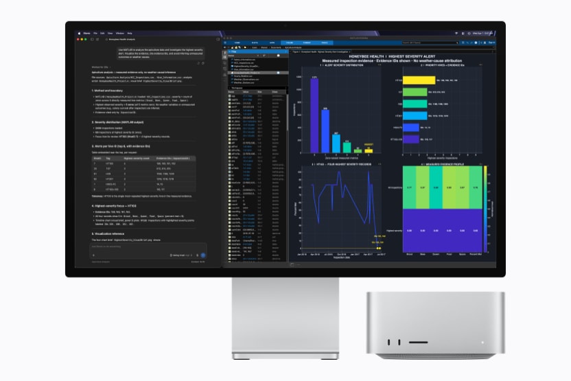 Mac Studio 与 Studio Display 上展示 LM Studio Bionic 与 MATLAB 中的复杂数据可视化与图表