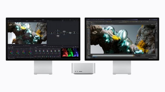 两台 Mac Studio 分别运行 DaVinci Resolve Studio 与 Maxon Redshift