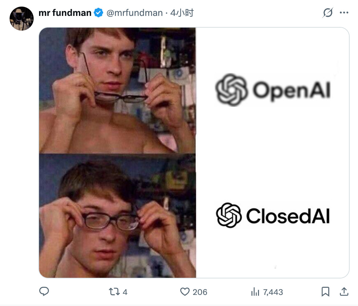 OpenAI 与 ClosedAI 的蜘蛛侠梗图