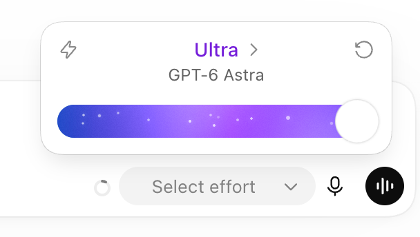 GPT-6 Astra 推理强度选择界面